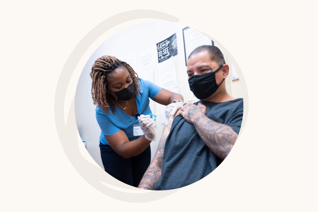 Patient receiving a shot